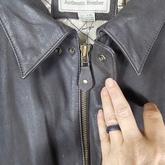 G-III Leather Bomber Jacket XXL Brown Full Zip Map Lining Aviator Pilot MA34112 - Picture 13 of 16